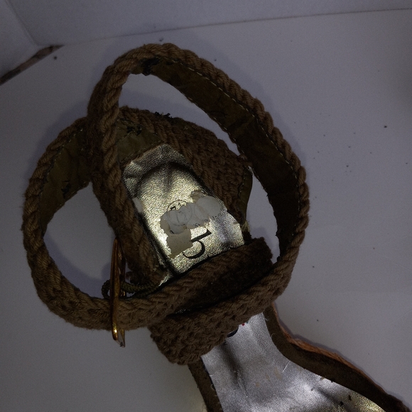 Bucco women's 5 in high wedgies olive green ankle wrap braided fabric. - Picture 5 of 8